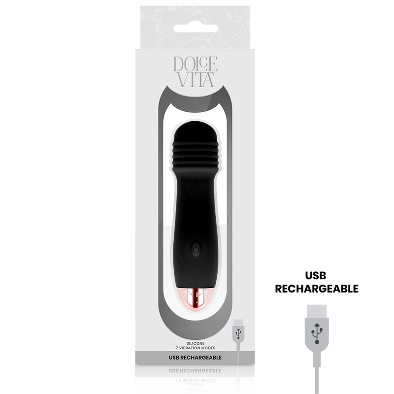 DOLCE VITA - VIBRATEUR RECHARGEABLE TROIS NOIR 7 VITESSES – Image 4