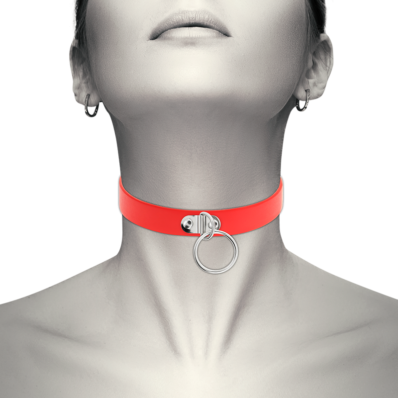 COQUETTE CHIC DESIRE - COLLIER CUIR VEGAN ROUGE FEMME ACCESSOIRE FÉTICHE – Image 3