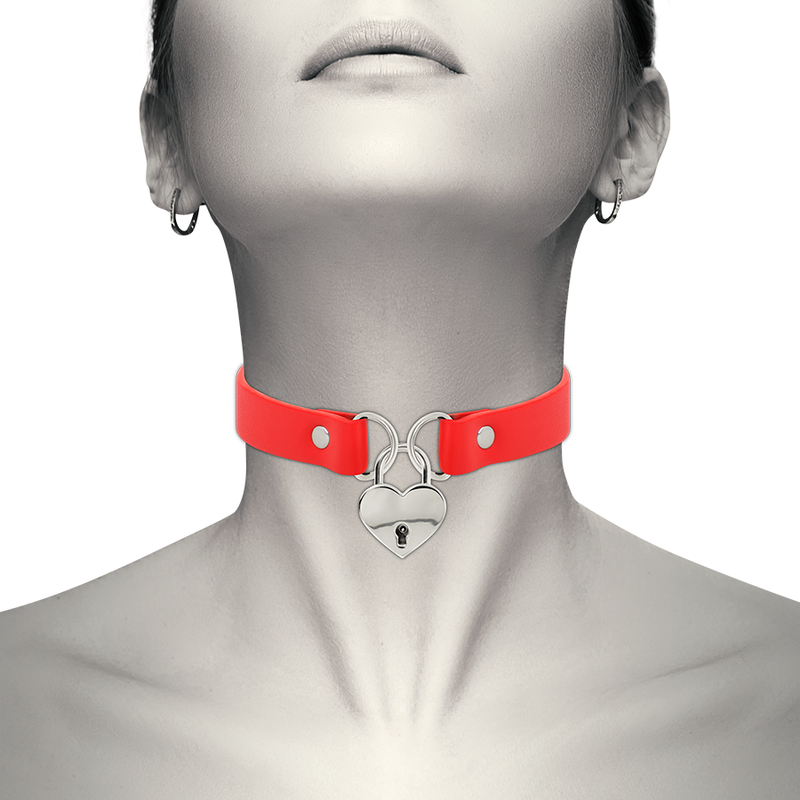 Coquette Chic Desire - Collier En Cuir Vegan Rouge Avec Accessoire Coeur Avec Cl | SexDelice – Image 3