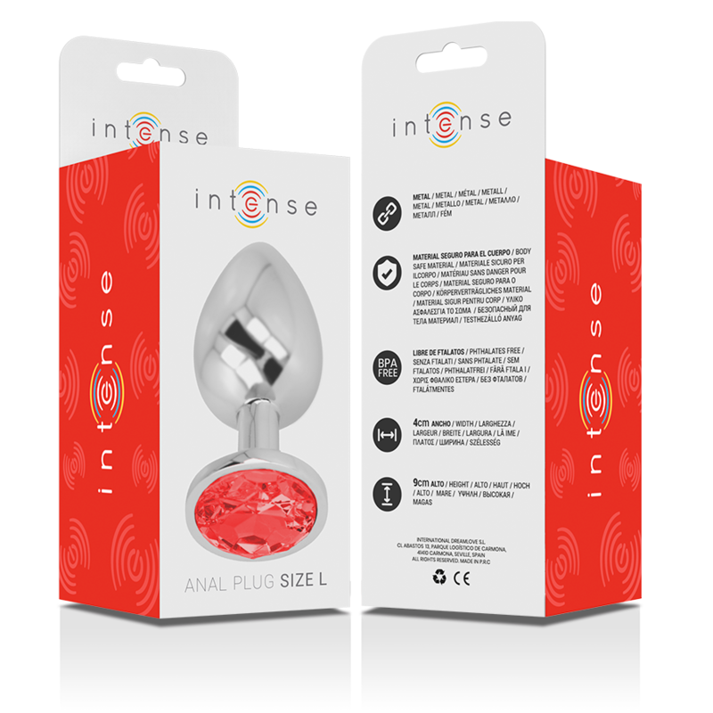 INTENSE - PLUG ANAL EN MÉTAL ALUMINIUM AVEC CRISTAL ROUGE TAILLE L – Image 7