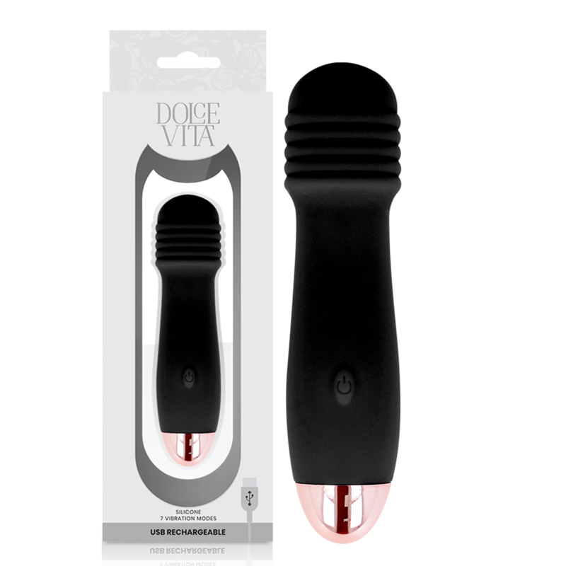 DOLCE VITA - VIBRATEUR RECHARGEABLE TROIS NOIR 7 VITESSES – Image 2