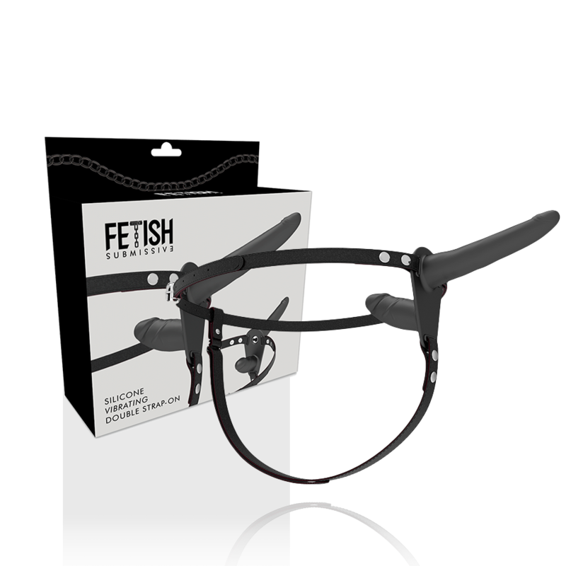 FETISH SUBMISSIVE HARNESS - VIBRATEUR NOIR DOUBLE PÉNÉTRATION – Image 3