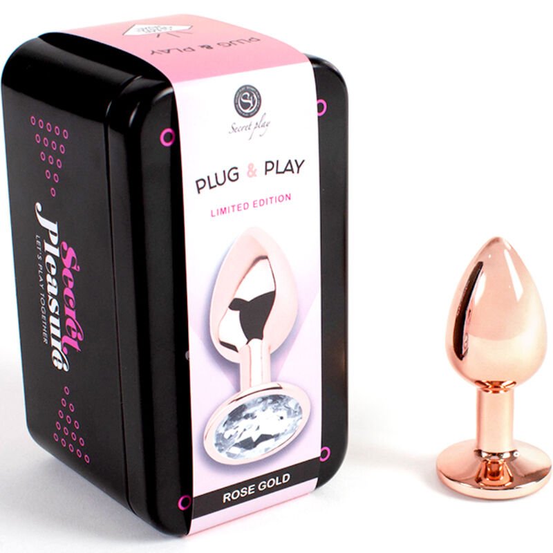 SECRETPLAY - PLUG ANAL EN MÉTAL OR ROSE PETITE TAILLE 7 CM – Image 3