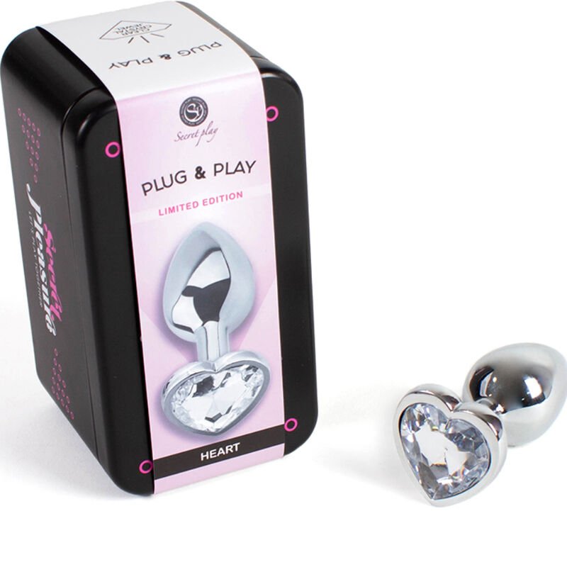 SECRETPLAY - PLUG ANAL EN MÉTAL COEUR CRISTAL CLAIR PETITE TAILLE 7 CM – Image 3