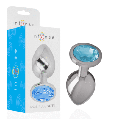 Intense - Plug Anal En Métal Aluminium Avec Cristal Bleu Taille L | SexDelice
