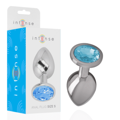 Intense - Plug Anal En Métal Aluminium Avec Cristal Bleu Taille S | SexDelice