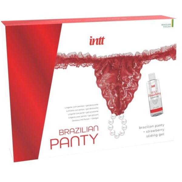 Intt Releases - Culotte Brésilienne Rouge Avec Perles Et Gel Lubrifiant 50 ML | SexDelice