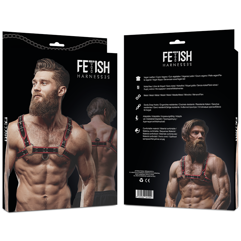 Fetish Submissive Attitude - Harnais De Poitrine En Cuir Écologique Homme Noir/rouge | SexDelice – Image 3
