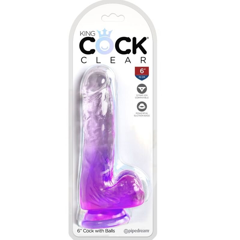 KING COCK - CLEAR PÉNIS RÉALISTE AVEC BOULES 13.5 CM VIOLET – Image 3