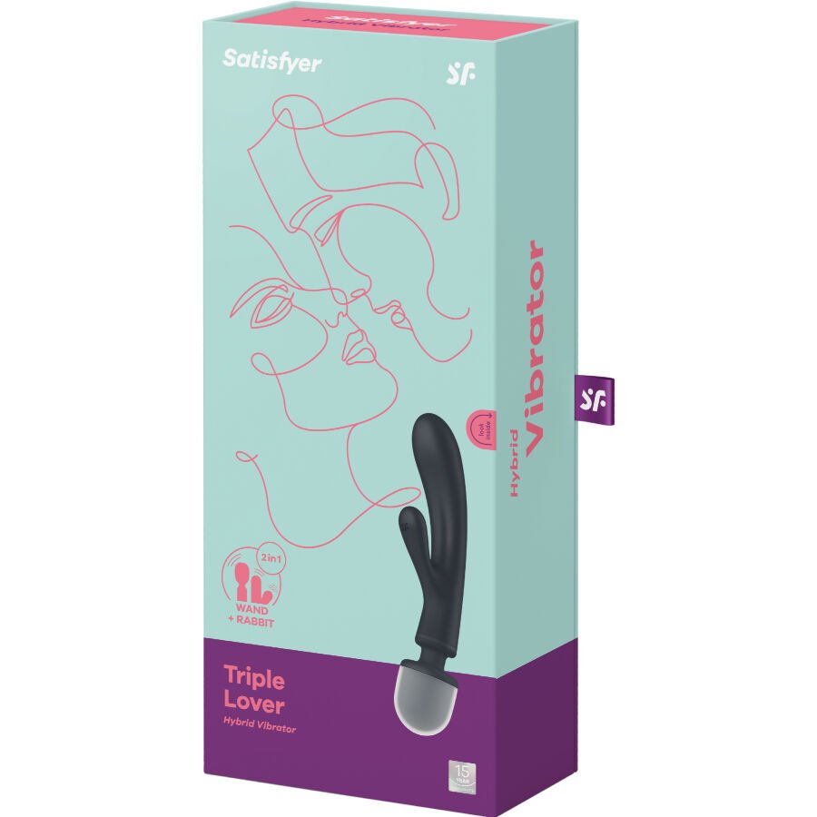 SATISFYER - MASSEUR VIBRATEUR LAPIN TRIPLE LOVER GRIS – Image 8