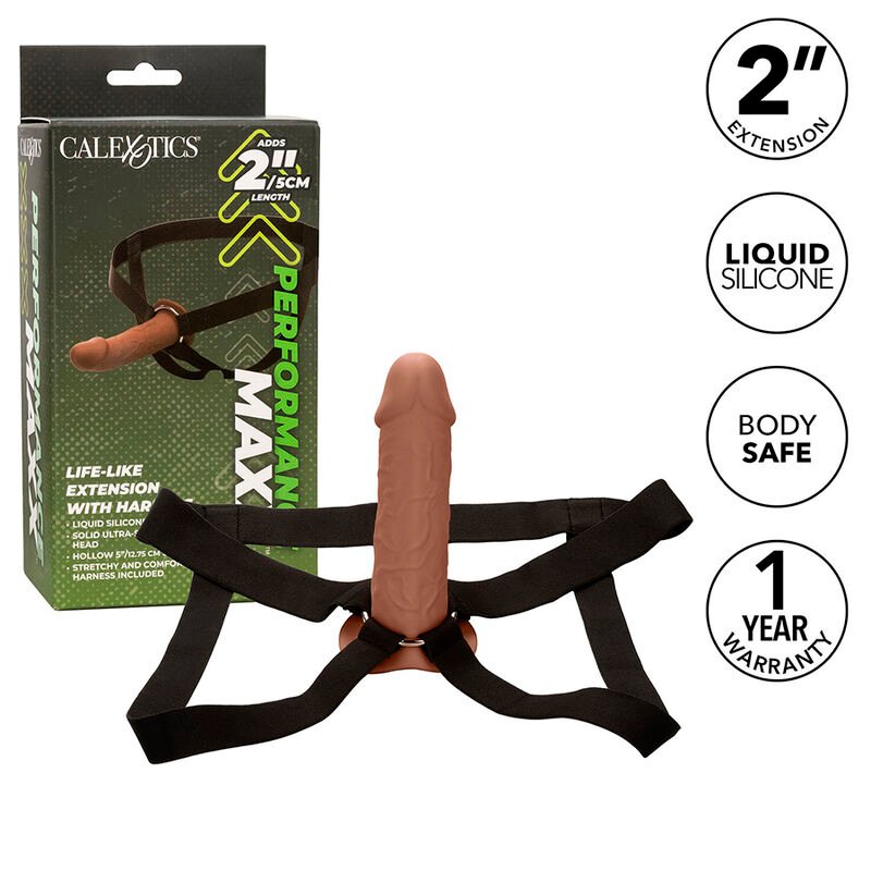 <h3>CalExotics Performance Maxx Réaliste - Extension avec harnais (peau marron)</h3> – Image 3
