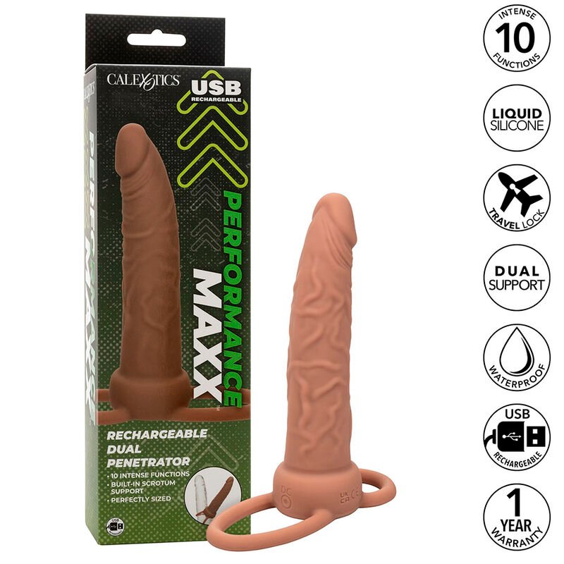 CALEXOTICS - PERFORMANCE MAXX RECHARGEABLE DOUBLE PÉNÉTRATEUR PEAU BRUN – Image 3