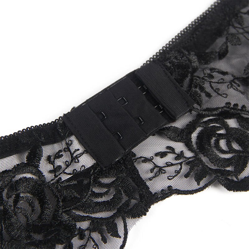 Subblime - Ensemble 3 Pièces Soutien-Gorge + String + Jarretière Imprimé Floral Noir S/m | SexDelice – Image 12