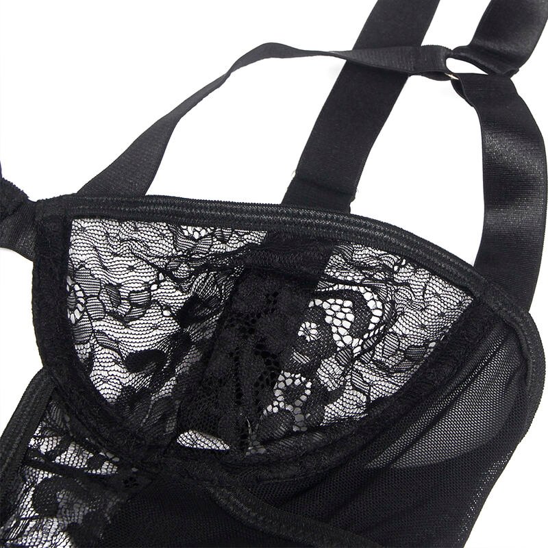 Subblime - Teddy Avec Jarretière Avec Détail Dentelle Et Bandes Noir L/xl | SexDelice – Image 8