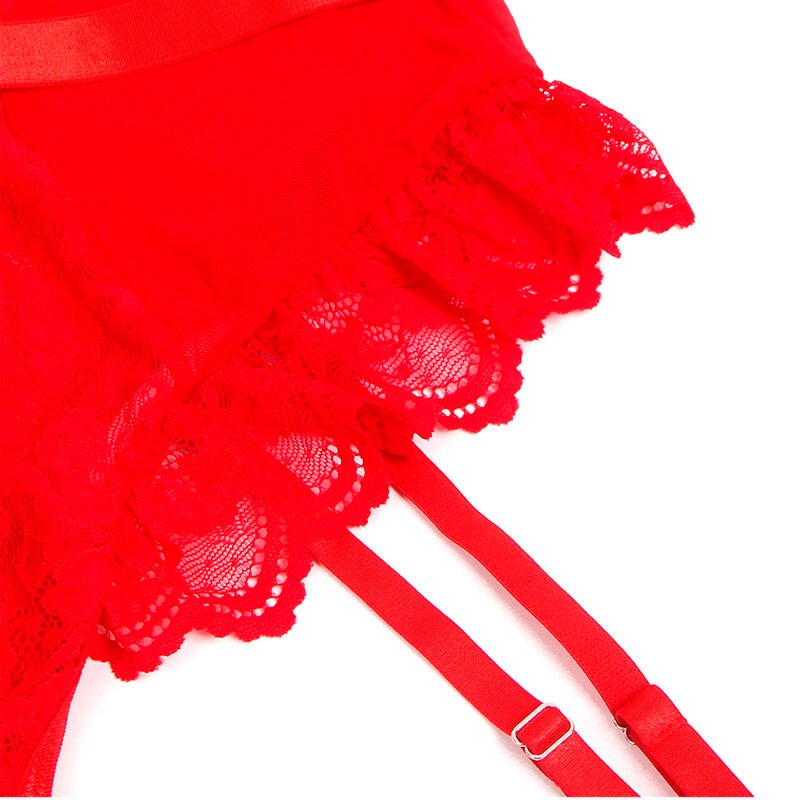 Subblime - Teddy Avec Jarretière Avec Détail Dentelle Et Bandes Rouge L/xl | SexDelice – Image 11