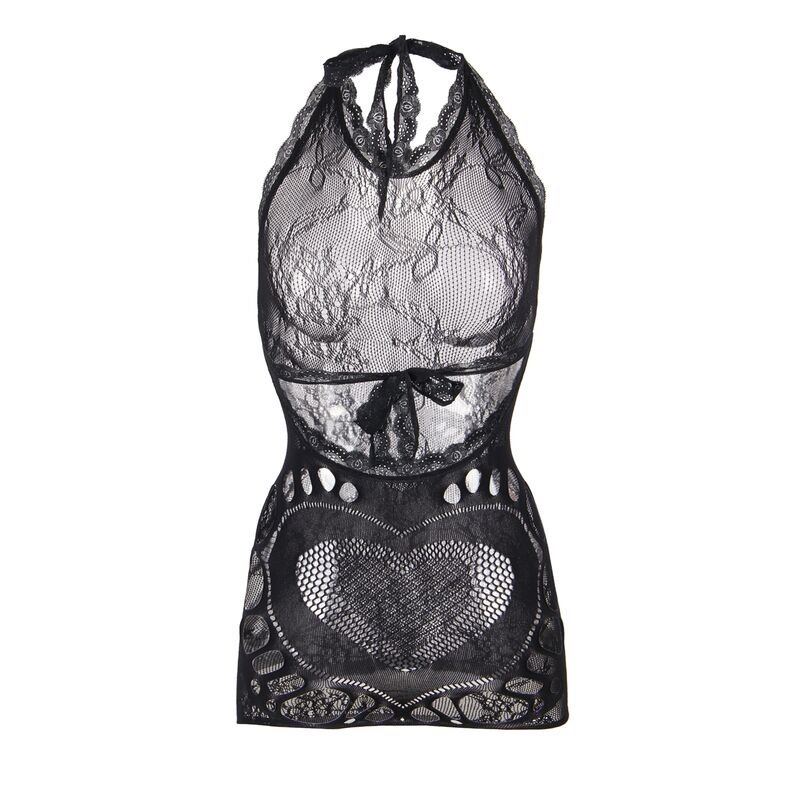 Subblime - 952075 Robe Courte En Résille Avec Détail Dos Et Coeur Noir Taille Unique | SexDelice – Image 5