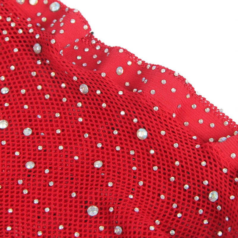 SUBBLIME - 952181 BODYSTOCKING RESILLE AVEC GANTS ET DIAMANTS ROUGE TAILLE UNIQUE – Image 5