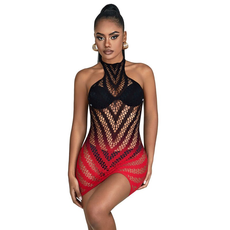 Subblime - 952242 Robe Résille Élastique Dégradé Rouge Et Noir Taille Unique | SexDelice – Image 6