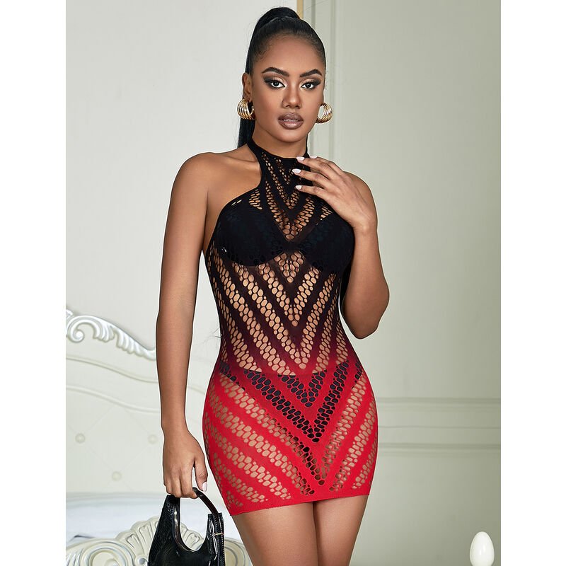 Subblime - 952242 Robe Résille Élastique Dégradé Rouge Et Noir Taille Unique | SexDelice – Image 8