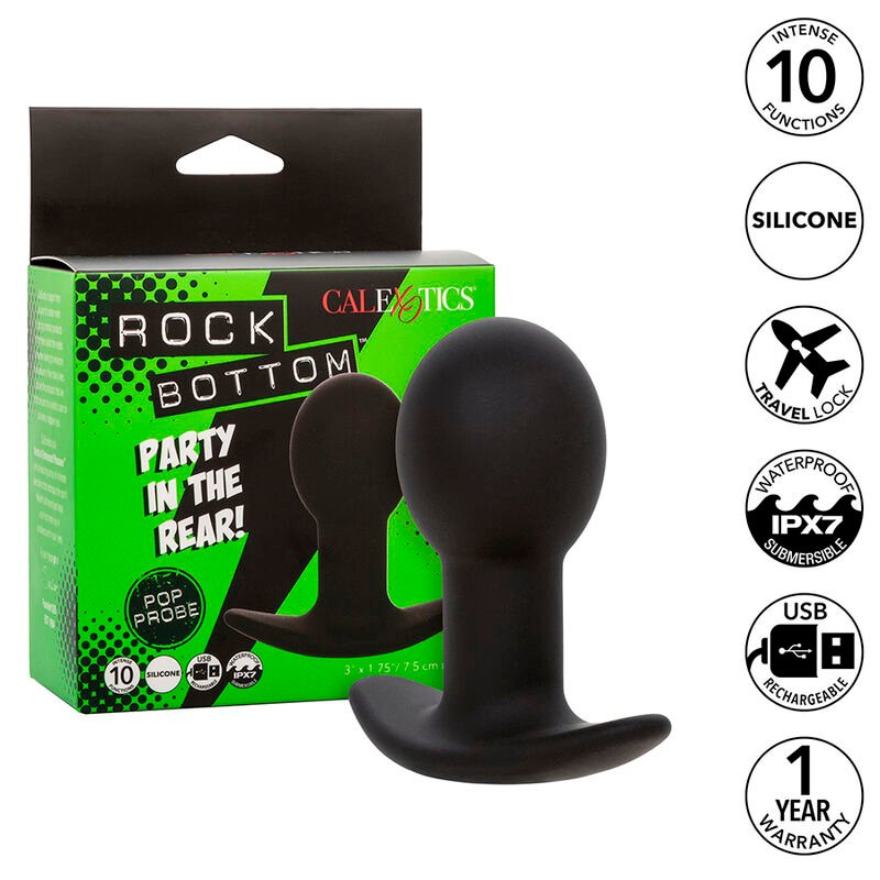 CALEXOTICS - ROCK BOTTOM PLUG ANAL 10 VIBRATIONS SILICONE NOIR – Image 2