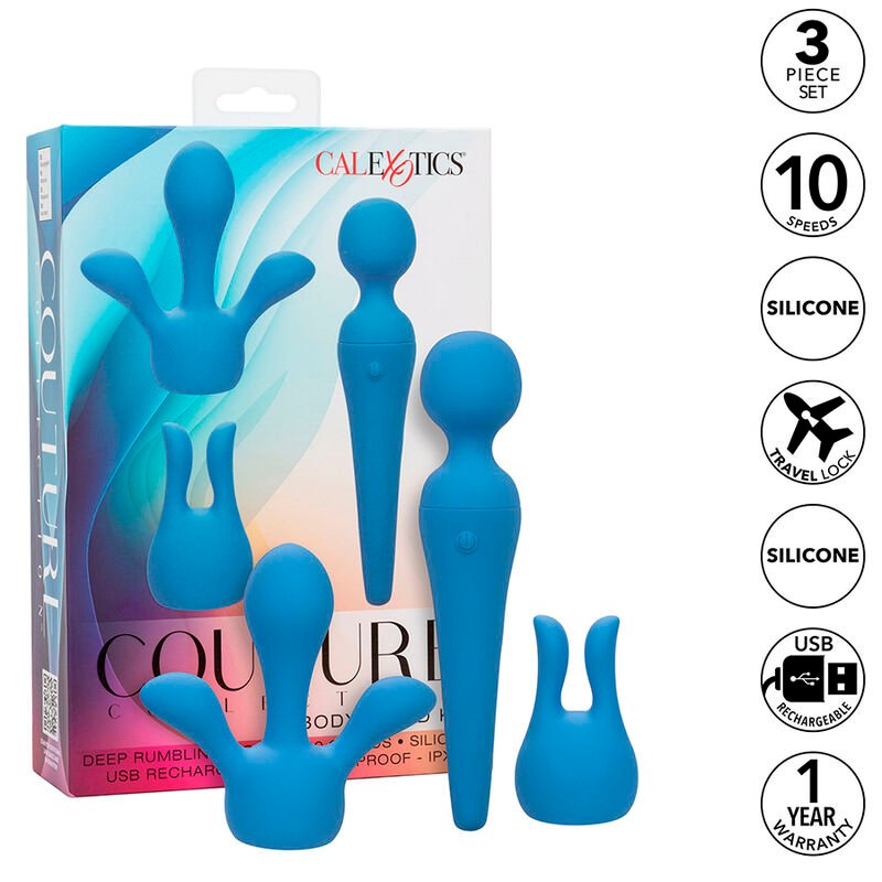 CALEXOTICS - COUTURE KIT VIBRATEUR WAND 10 VIBRATIONS BLEU – Image 2