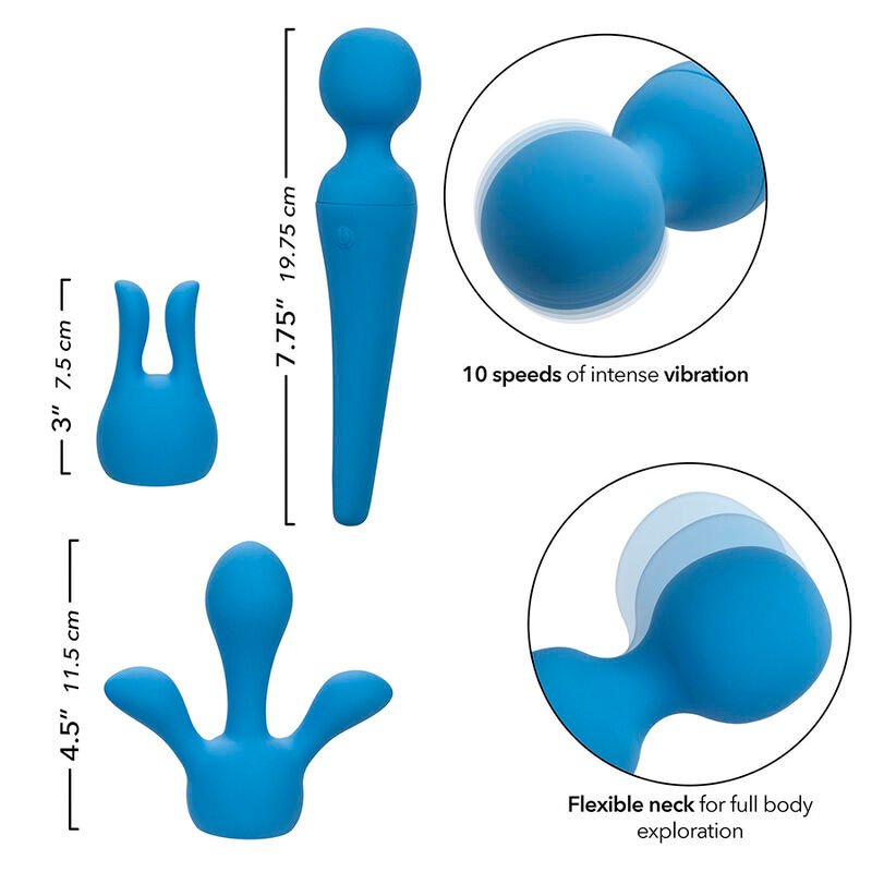 CALEXOTICS - COUTURE KIT VIBRATEUR WAND 10 VIBRATIONS BLEU – Image 9