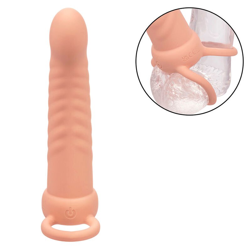 CALEXOTICS - MAXX DOUBLE PÉNÉTRATEUR NERVURÉ 10 VIBRATIONS FLESH – Image 7