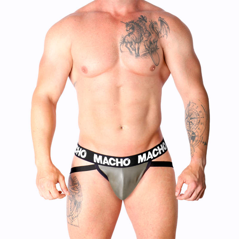 MACHO - MX27GR JOCK CUIR GRIS BEIGE S – Image 6