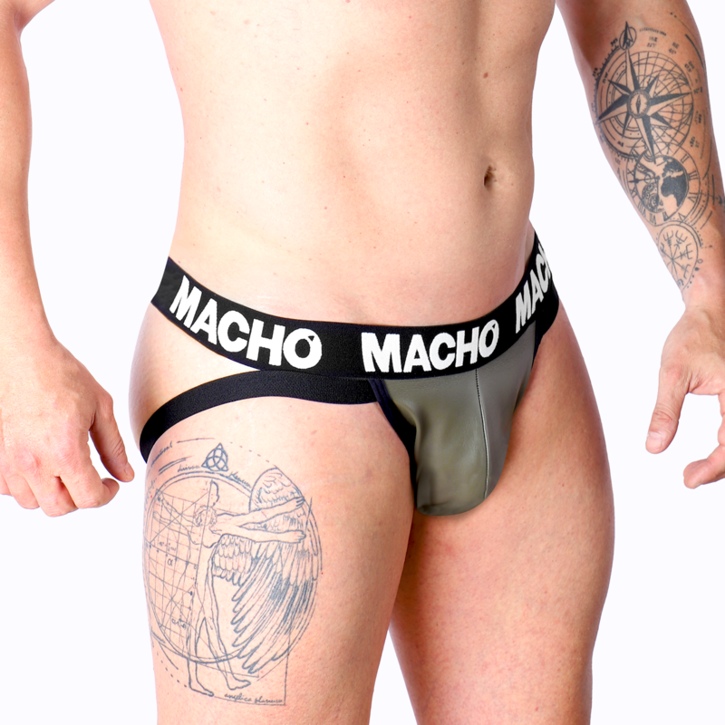 MACHO - MX27GR JOCK CUIR GRIS BEIGE S – Image 3