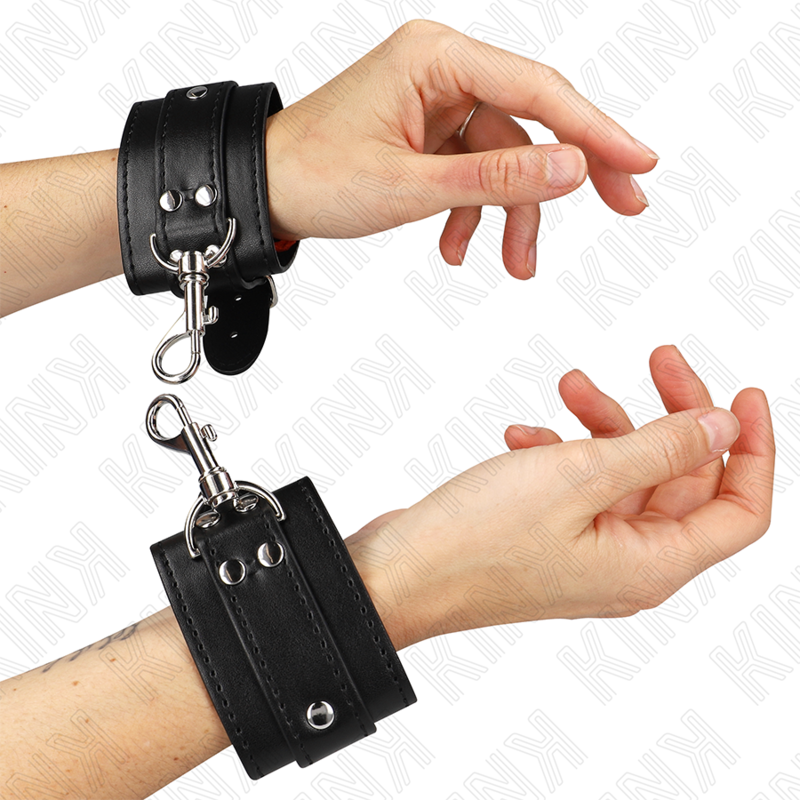 Kink - Appareils-Poignets Verrouillables Dungeon Noir Ajustables 21-28 CM X 5,5 CM | SexDelice