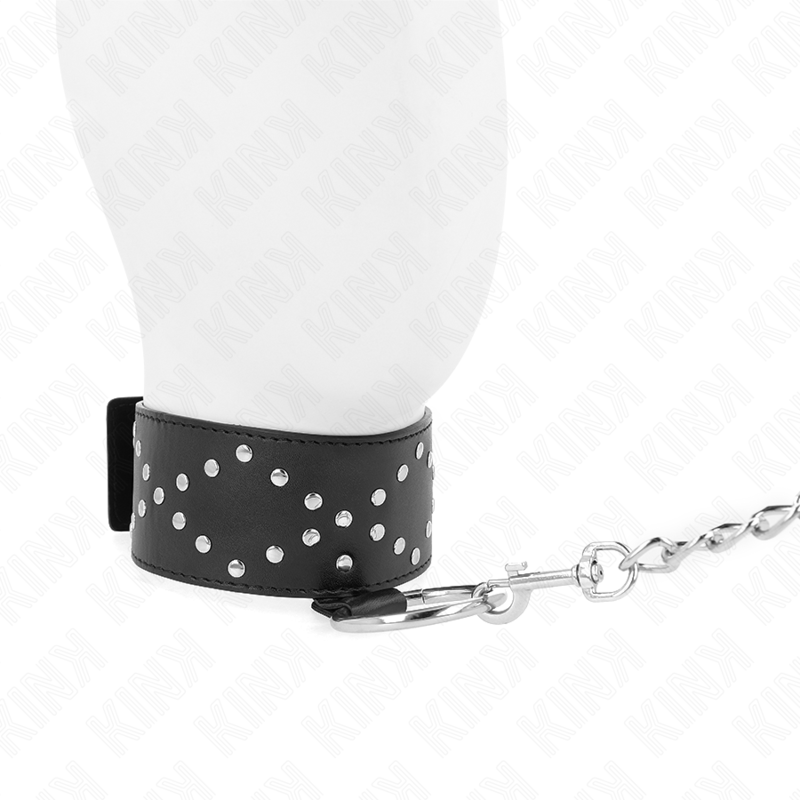 Kink - Collier 65 CM Avec Laisse Avec Clous Argentés Modèle 3 Réglable 36-43 CM X 5 CM | SexDelice – Image 4