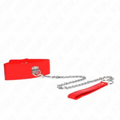 Kink - Collier Avec Ceinture 65 CM Avec Large Bracelet Rouge Ajustable 33,5-41 CM X 5 CM | SexDelice