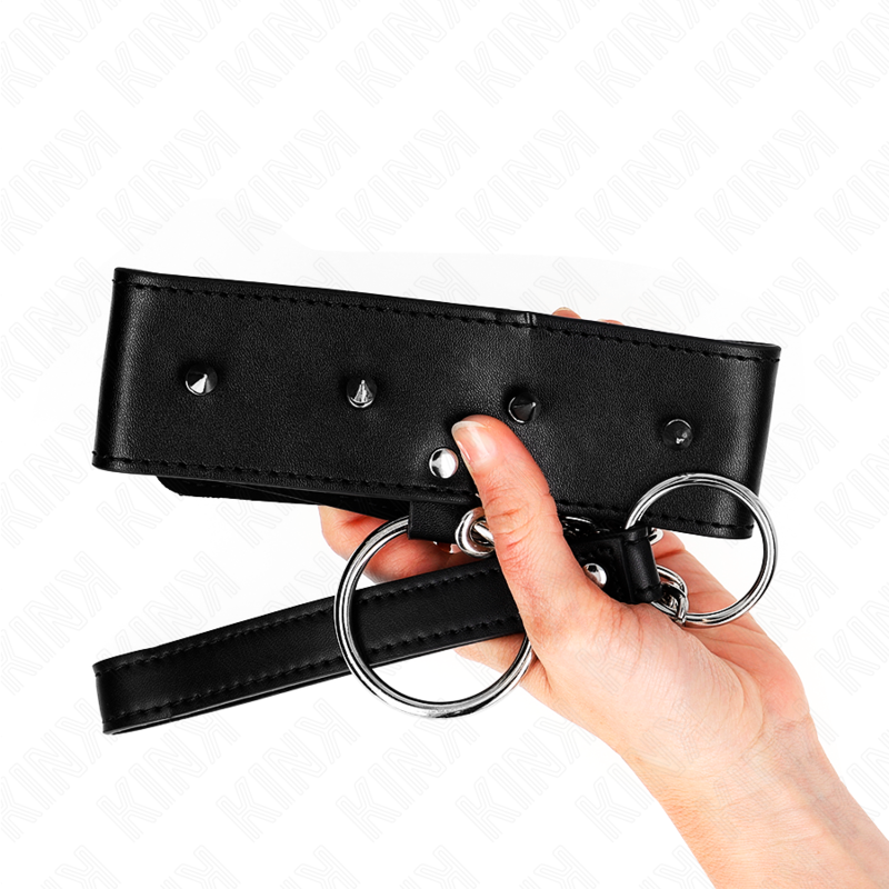 KINK - COLLIER 65 CM AVEC LAISSE AVEC CLOUS ARGENTÉS MODÈLE 2 RÉGLABLE 36-43 CM X 5 CM – Image 6