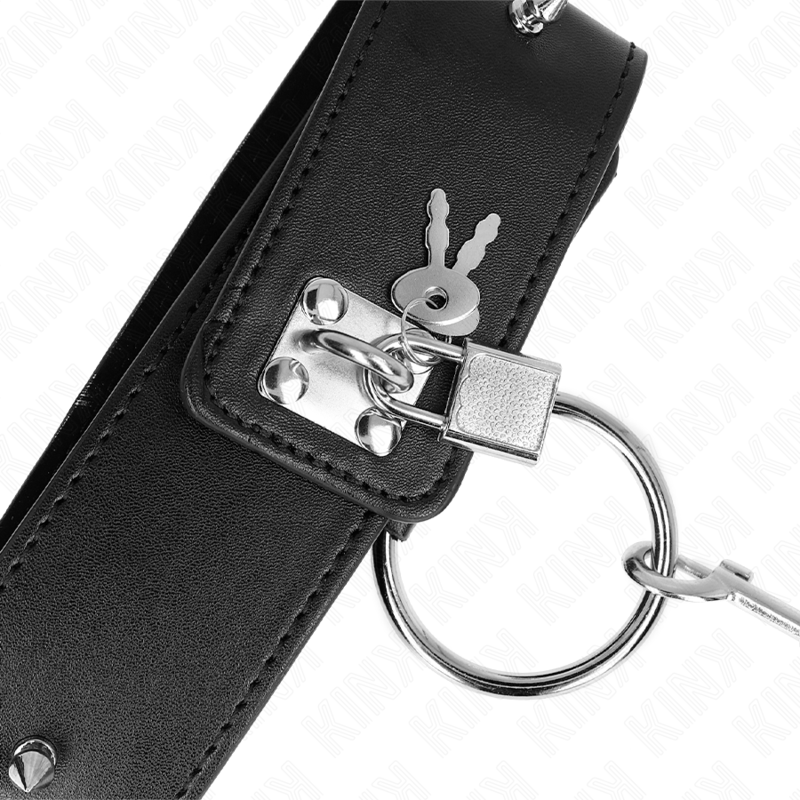 KINK - COLLIER 65 CM AVEC LAISSE AVEC CLOUS ARGENTÉS MODÈLE 2 RÉGLABLE 36-43 CM X 5 CM – Image 7