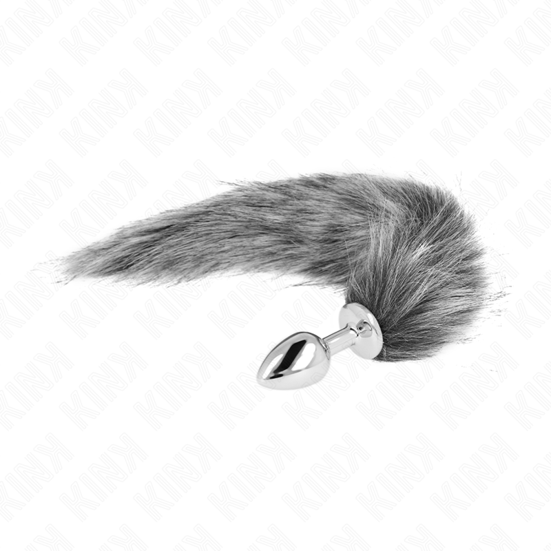 Kink - Plug Anal Taille S 7 X 3 CM Avec Queue Synthétique 40 CM Gris | SexDelice