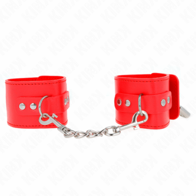 Kink - Appui-Poignets Avec Fermeture Par Cadenas Rouge Ajustable 16-23 CM X 5,5 CM | SexDelice