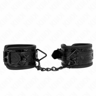 Kink - Appui-Poignets Motif Diamant Noir Ajustable 17-26 CM X 5,5 CM | SexDelice