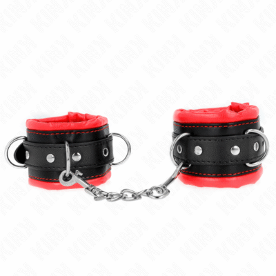 Kink - Appui-Poignets Lourds Doublés De Fourrure Rouge Réglables 20-30 CM X 6 CM | SexDelice