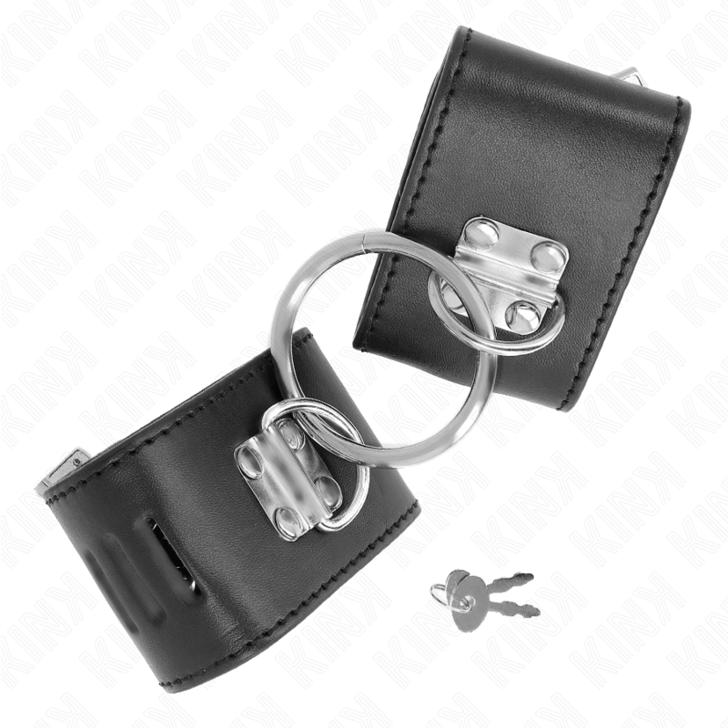 Kink - Appui-Poignets Fixes Avec Anneau Et Fermeture Par Cadenas Noir Ajustable 16-23 CM X 5,5 CM | SexDelice – Image 3