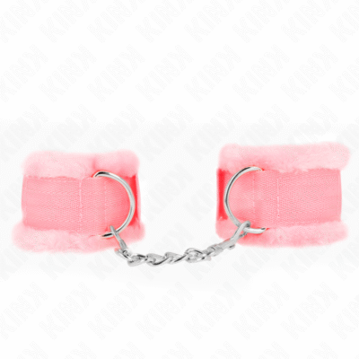 Kink - Appui-Poignets Doublés De Fourrure Rose Réglable 17-31 CM X 7 CM | SexDelice
