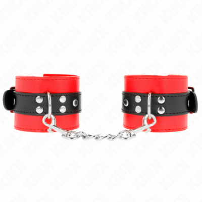 Kink - Appui-Poignets Rouge Avec Ceinture Noire Réglable 17-28 CM X 6 CM | SexDelice