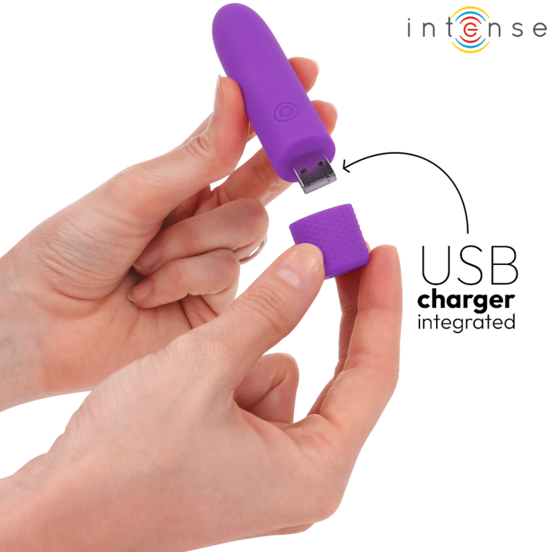 INTENSE - SYMONE BULLET VIBRANT RECHARGEABLE USB 8 VIBRATIONS VIOLET 10 X 2,2 CM – Image 6