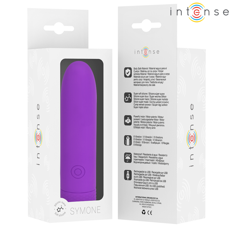 INTENSE - SYMONE BULLET VIBRANT RECHARGEABLE USB 8 VIBRATIONS VIOLET 10 X 2,2 CM – Image 8