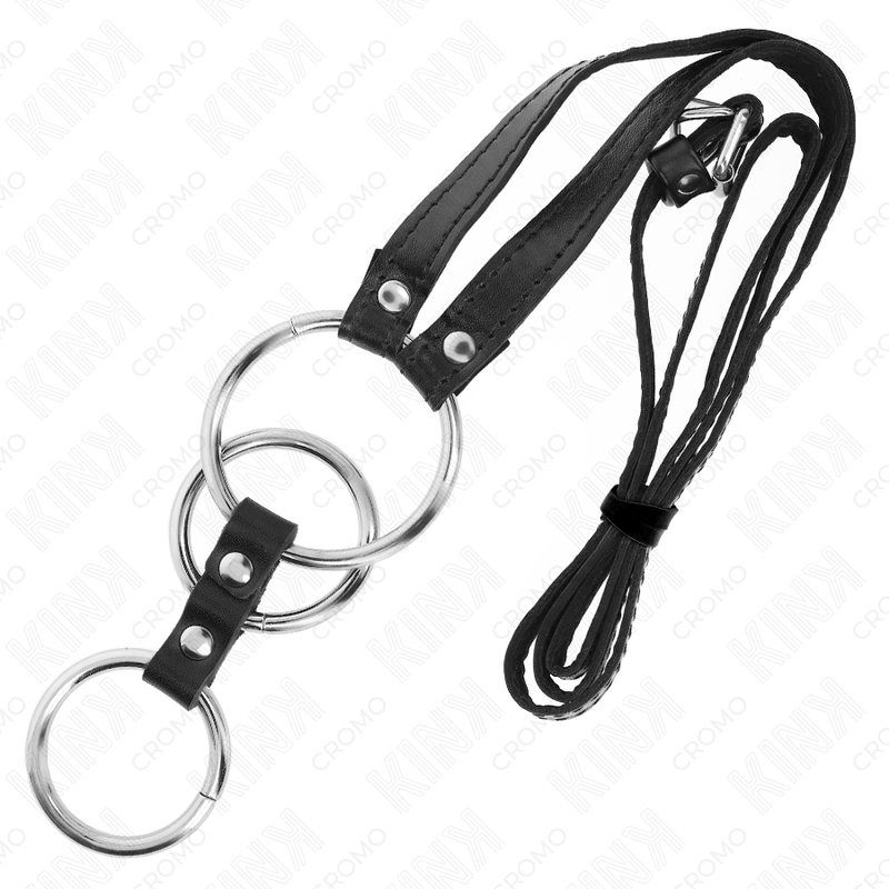 Kink - Anneau Pénis Triple Métal 3,8 CM À 5 CM Avec Ceinture En Cuir 112 CM | SexDelice – Image 5
