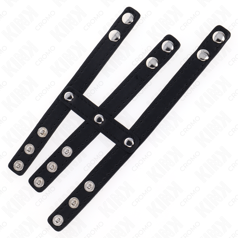 KINK - ANNEAU PÉNIS EN CUIR TRIPLE AVEC FERMETURE À PRESSION – Image 9