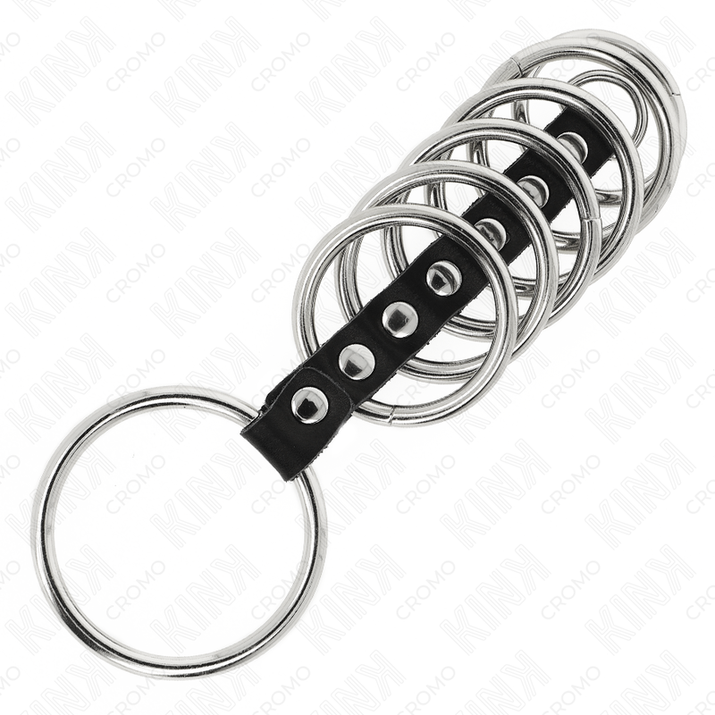 Kink - 7 Anneaux Pénis En Métal De 3,2 CM À 5 CM Connectés Par Du Cuir | SexDelice – Image 5