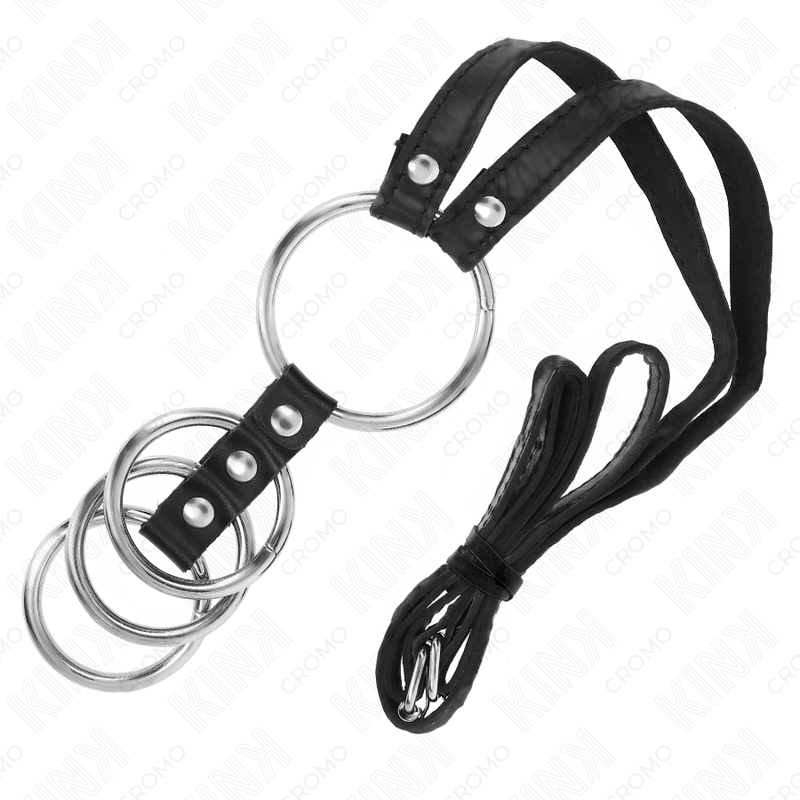 KINK - 4 ANNEAUX PÉNIS MÉTAL CONNECTÉS 3,8 CM À 5 CM AVEC CEINTURE CUIR 112 CM – Image 6