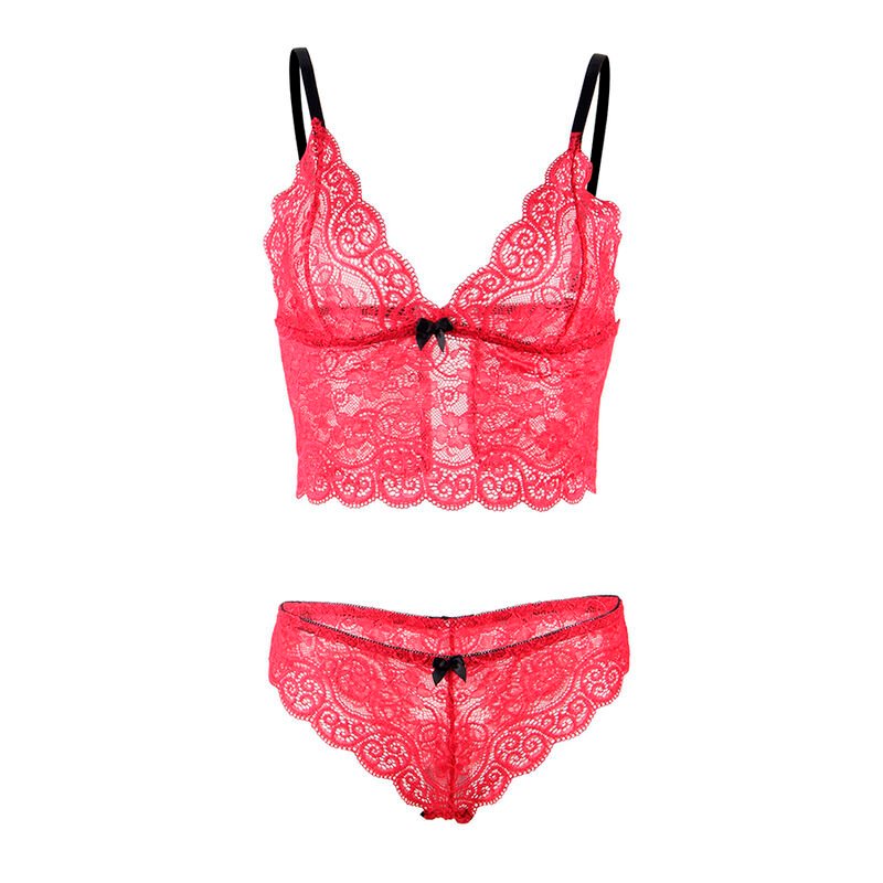 Subblime - 953898 Chemisier De Nuit En Soie Et Dentelle + Culotte Rouge S/m | SexDelice – Image 8