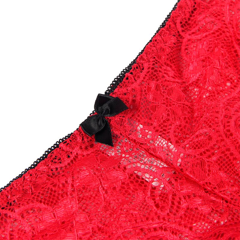 Subblime - 953898 Chemisier De Nuit En Soie Et Dentelle + Culotte Rouge S/m | SexDelice – Image 10
