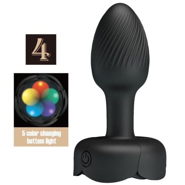 Pretty Love - Plug Anal Olman Avec Lumière LED Noir 8,8 CM | SexDelice
